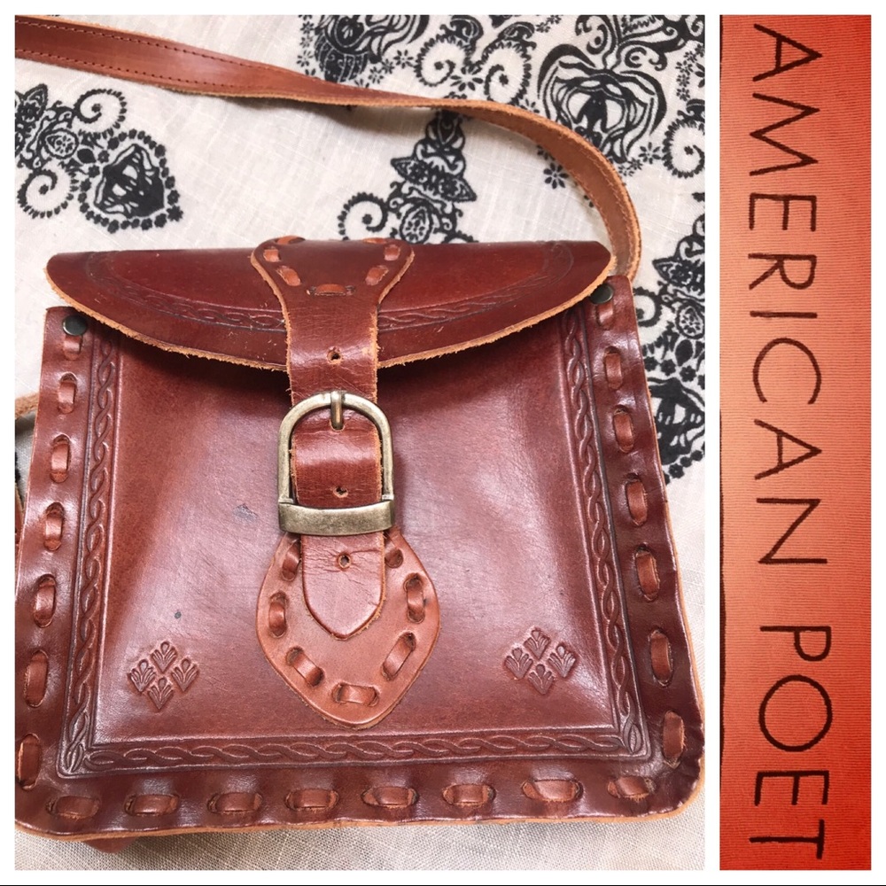 ZARA Brown Leather Vintage Style Buckle PURSE